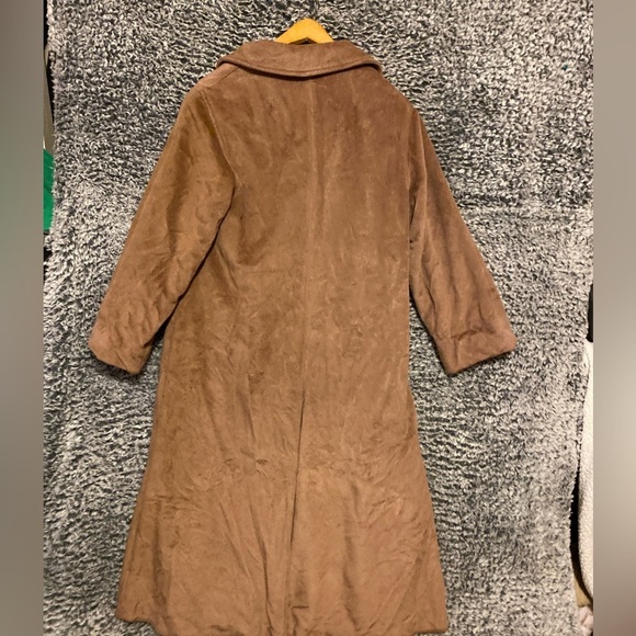 Women’s Tan Long soft Coat faux Suede Size 10 - Picture 6 of 10